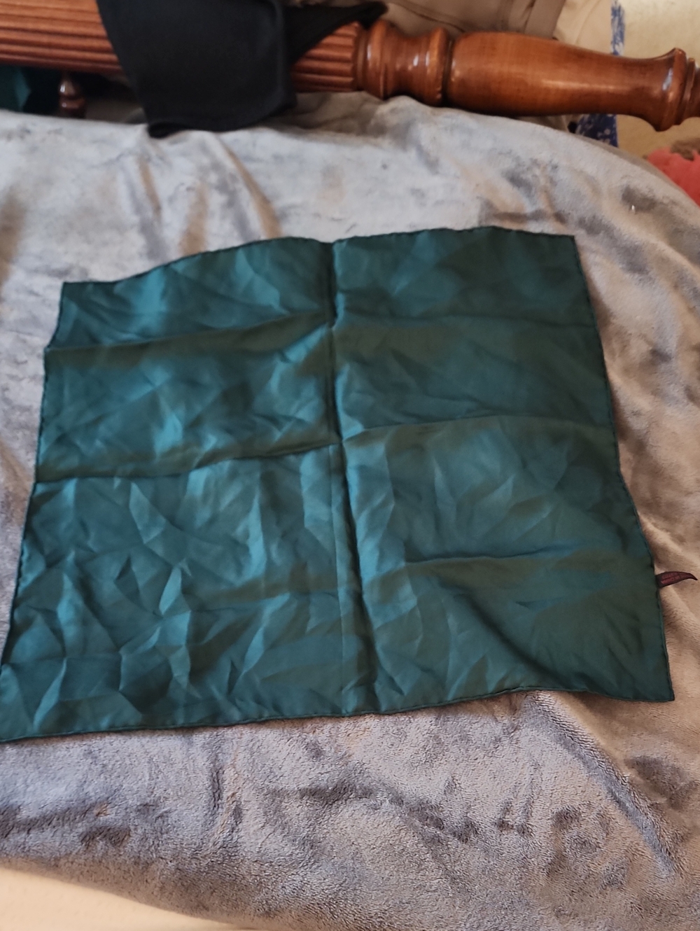 Green Handrolled Silk Scarf
